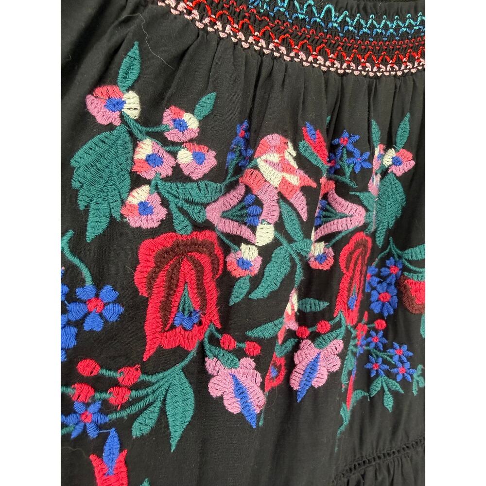 FREE PEOPLE Womens Size S Sunbeams Minidress Black Embroidered Off Shoulders - Picture 4 of 13